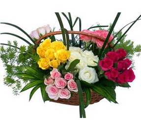  Kars çiçek servisi , çiçekçi adresleri  35 adet rengarenk güllerden sepet tanzimi
