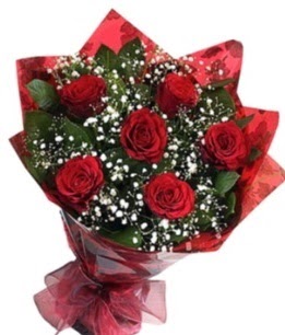 6 adet kırmızı gülden buket  Kars internetten çiçek siparişi 