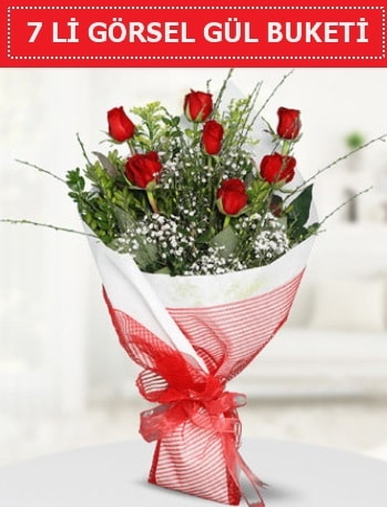 7 adet kırmızı gül buketi Aşk budur  Kars hediye sevgilime hediye çiçek 